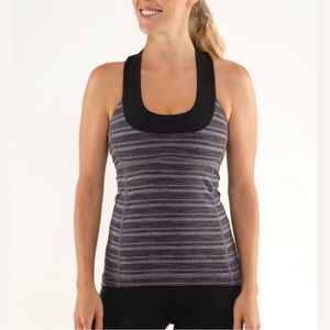 Lululemon Scoop Neck Mesh Racerback Tank Top White Black Glacier 6 W12935